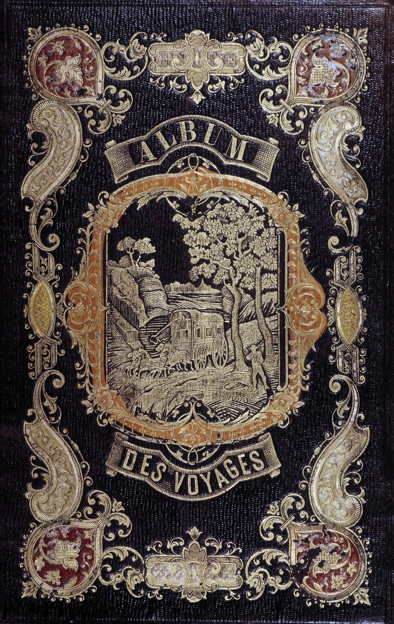 Portada de estilo romántico de “Álbum de los viajes” de French School