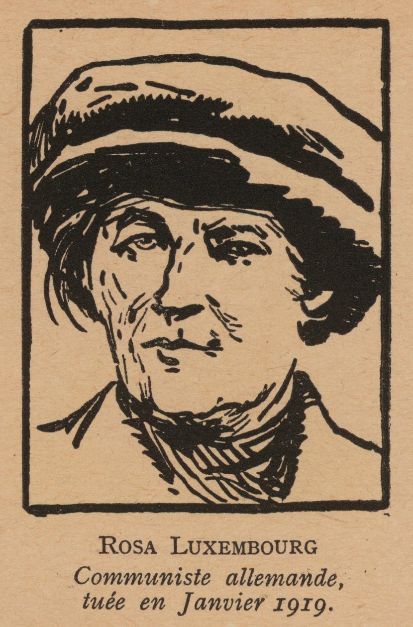 Rosa Luxemburg, revolucionaria comunista alemana asesinada por los Freikorps tras el levantamiento espartaquista de enero de 1919 (litografía) de French School