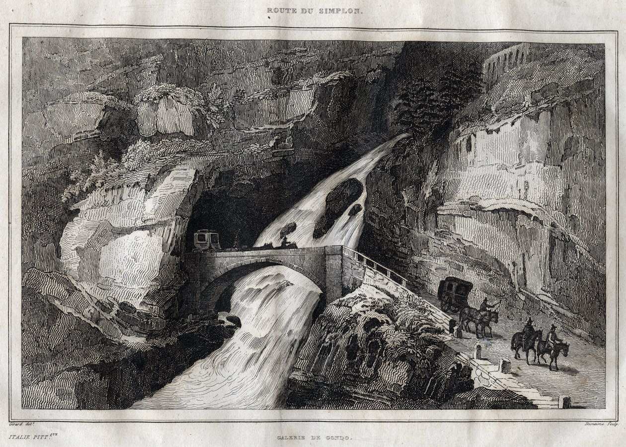 Ruta del Simplon - Grabado de “Italia pintoresca” por M. de Norvins, Ch. Nodier 1834-1836 de French School