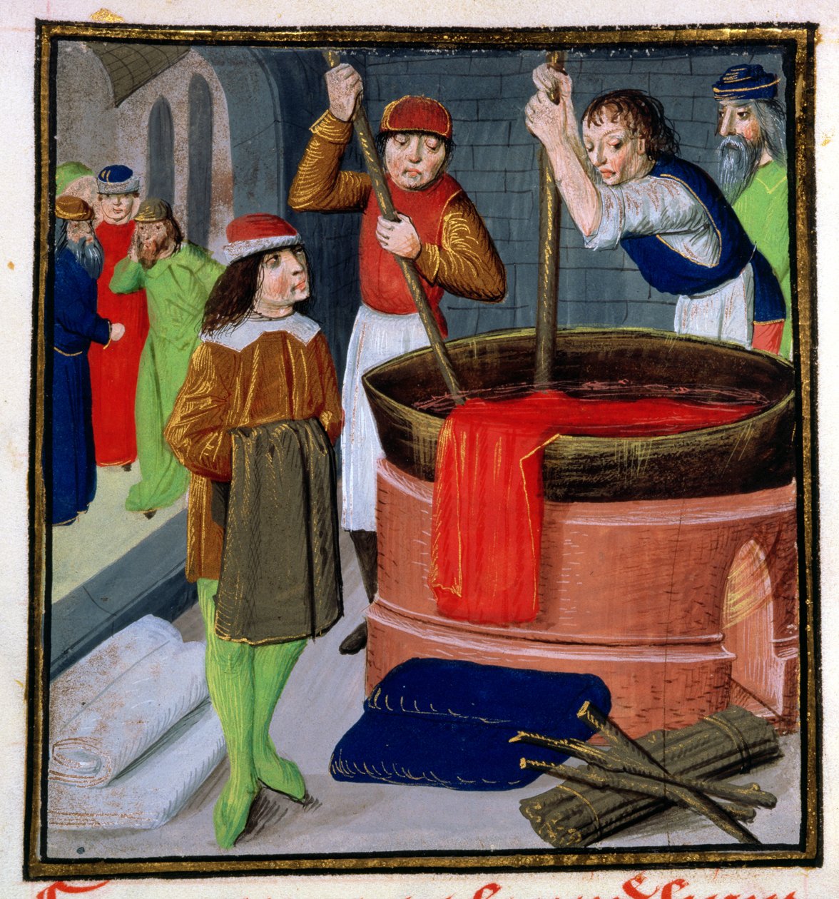 Roy 15 E III f.269 Tela para teñir, de Des Proprietes des Choses de Bartholomeus Anglicus de French School