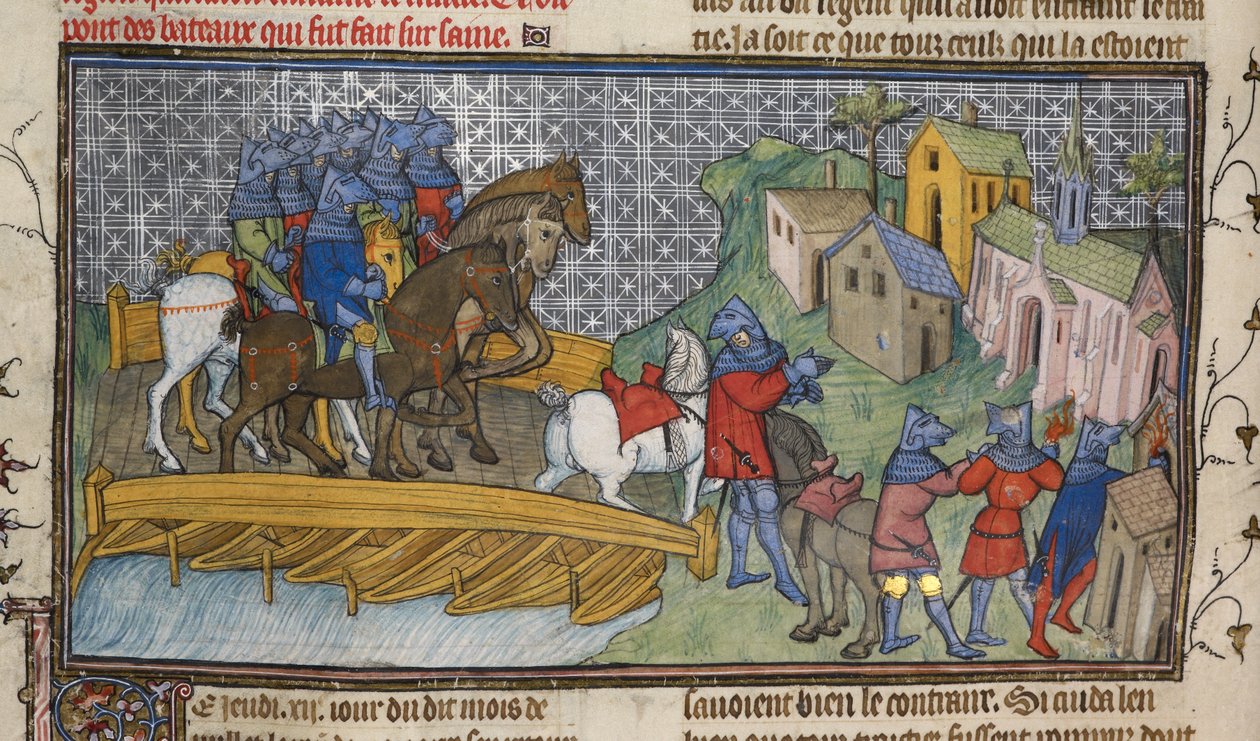 Real 20 C. VII, f.136v Paso del Sena, ilustración de las 