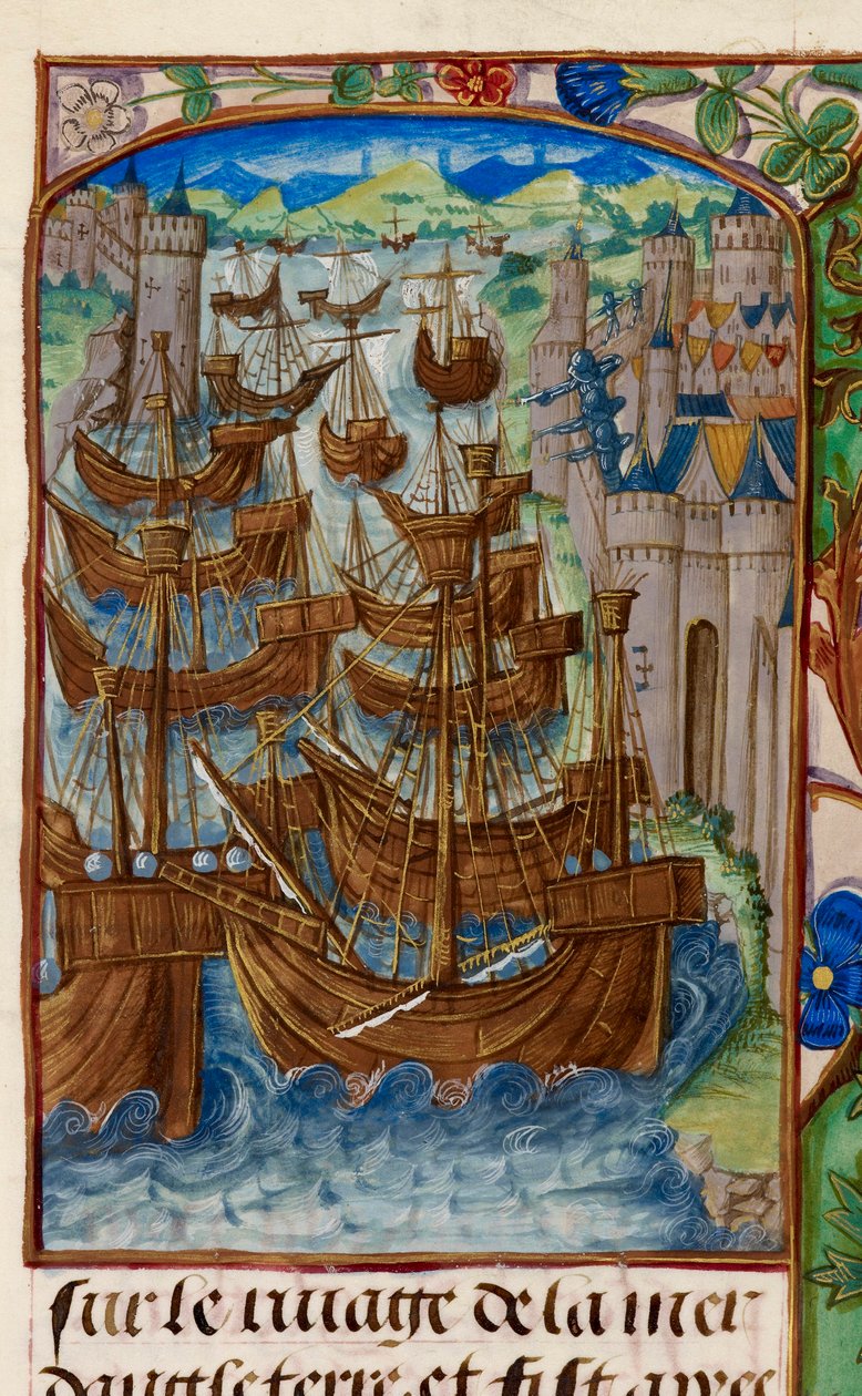 Royal 20 E. III, fol.186v Flota francesa atacada en Sluys, de 