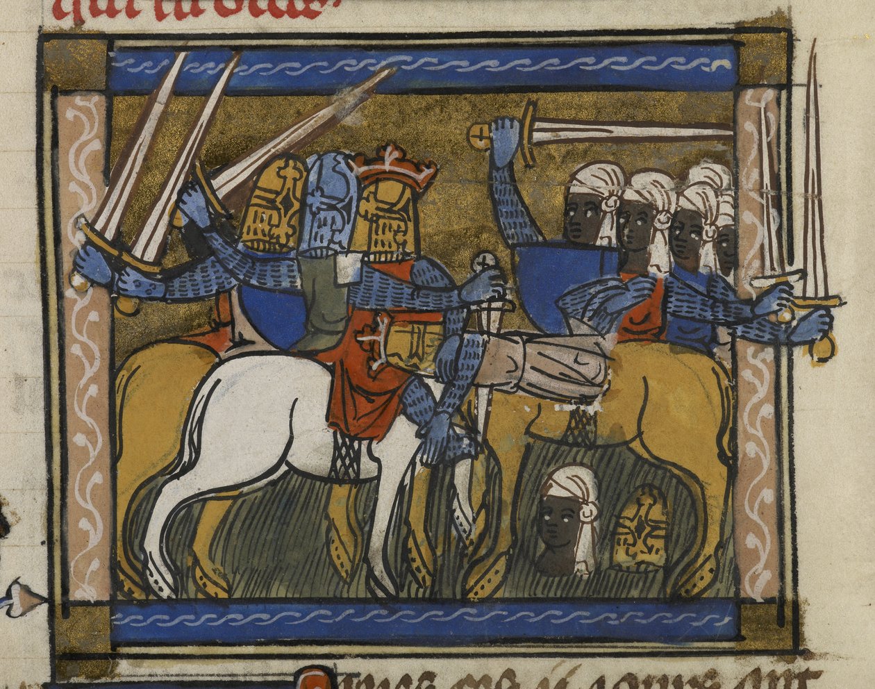 Royal MS 19 D I, f.77v Batalla de Genghis Khan y Prester John, de 