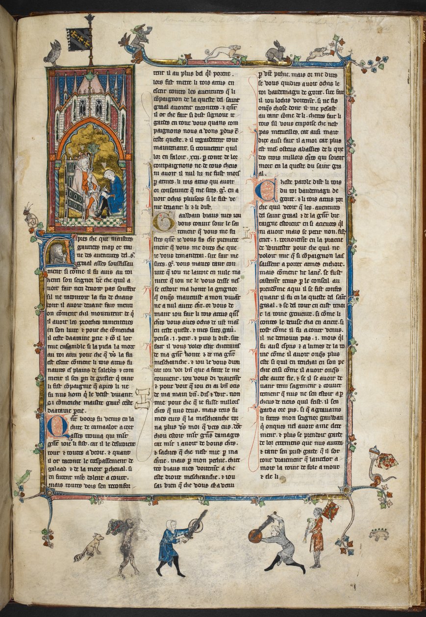 Royal Ms 14 e III f.140r Enrique II de Inglaterra con escriba, ilustración de 