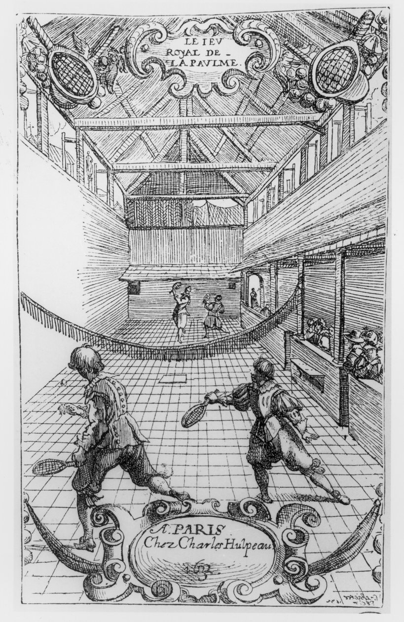Tenis Real, frontispicio de Jeu Royal de la Paume, 1632 de French School