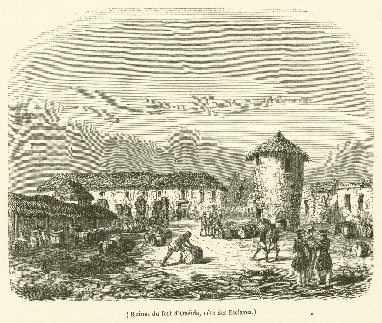 Ruinas del fuerte de Oueida, cote des Esclaves (grabado) de French School