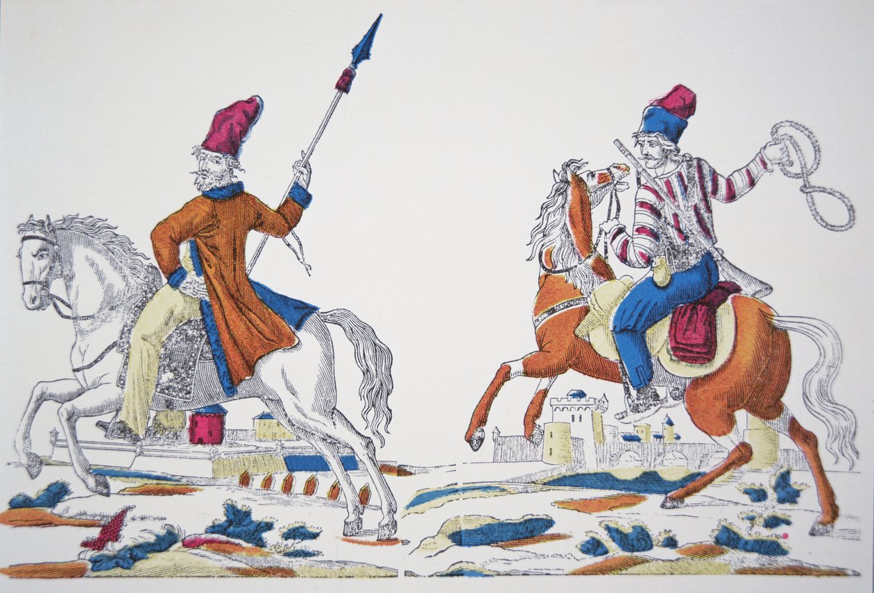 Cosacos rusos en la época de la invasión de Napoleón en 1812 de French School