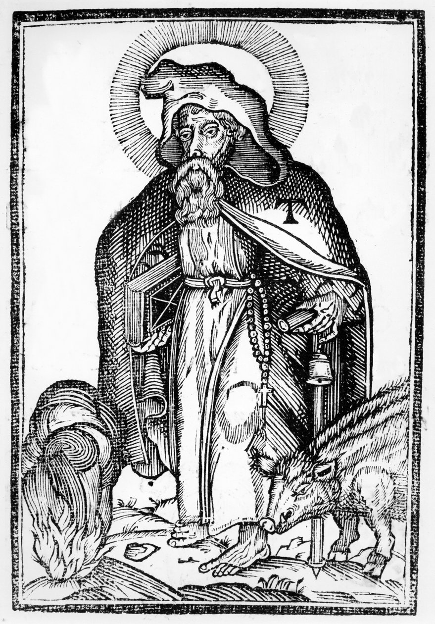San Antonio el Grande, frontispicio de En la imagen simbólica de San Antonio el Grande por Théophile Raynaud, publicado en 1659 de French School