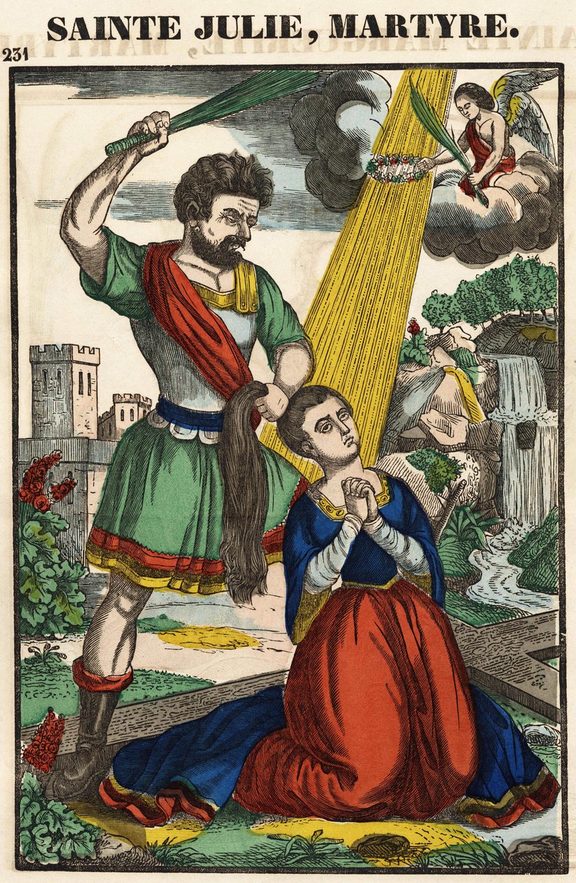 Santa Julia, martirio, imagen de Épinal siglo XIX. de French School