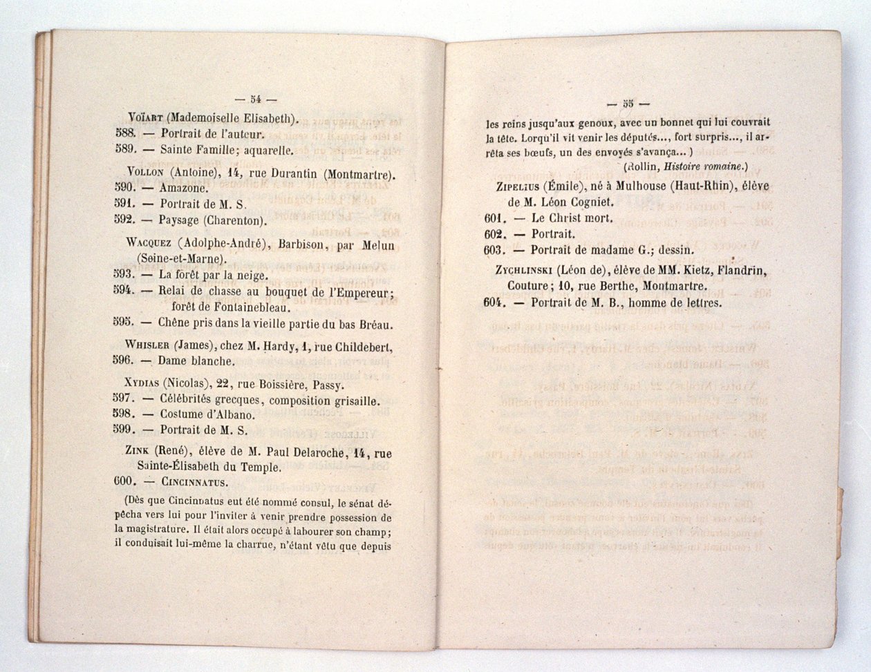 Entrada del catálogo del Salón de los Rechazados para Dame Blanche de Whistler (Sinfonía en blanco n.º 1: La chica blanca) 1863 de French School