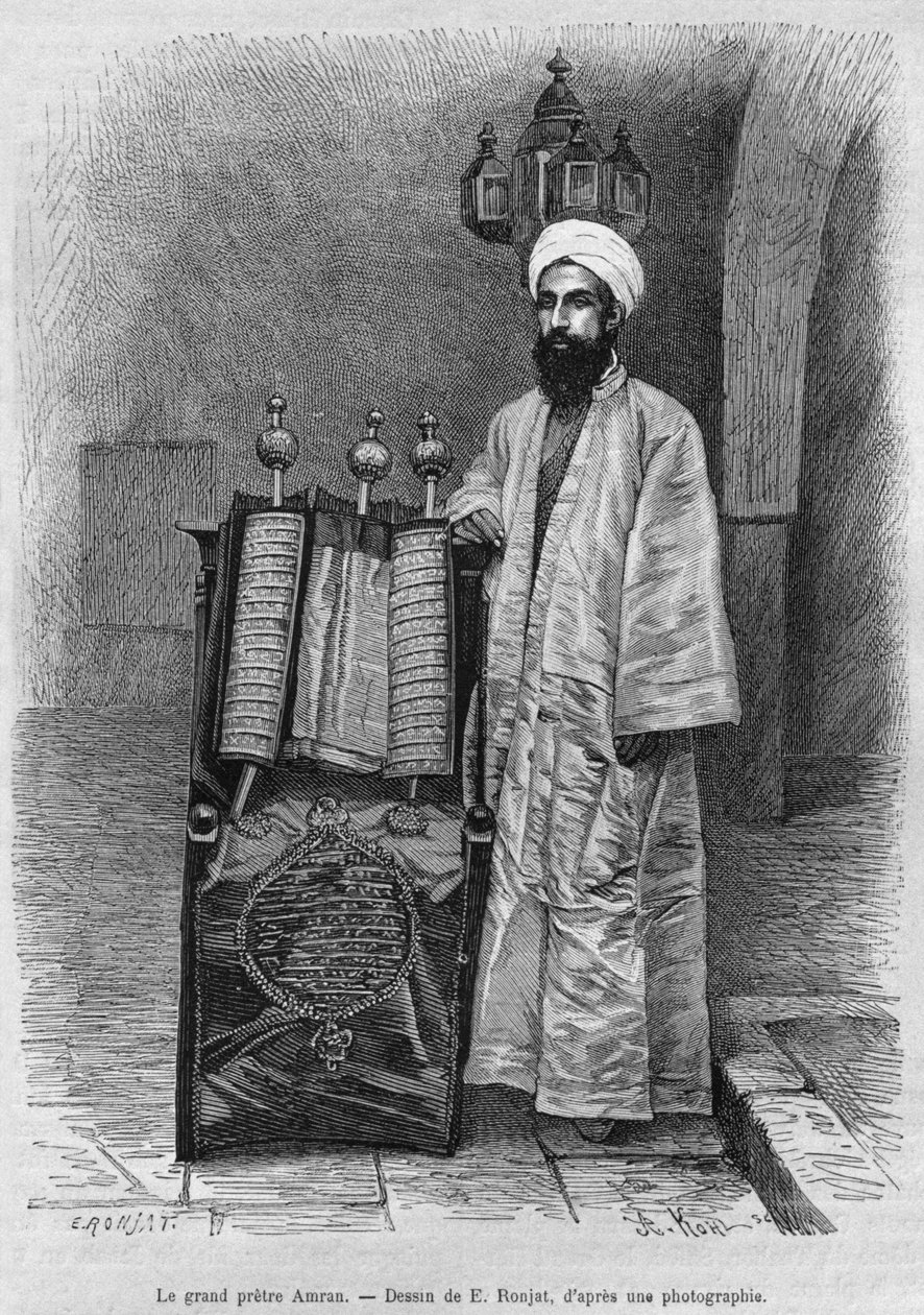 Sumo sacerdote samaritano, de La Syrie daujourdhui. Voyages dans la Phenicie, le Liban et la Judee. 1875-1880 de Louis Charles Emile Lortet, 1884 de French School
