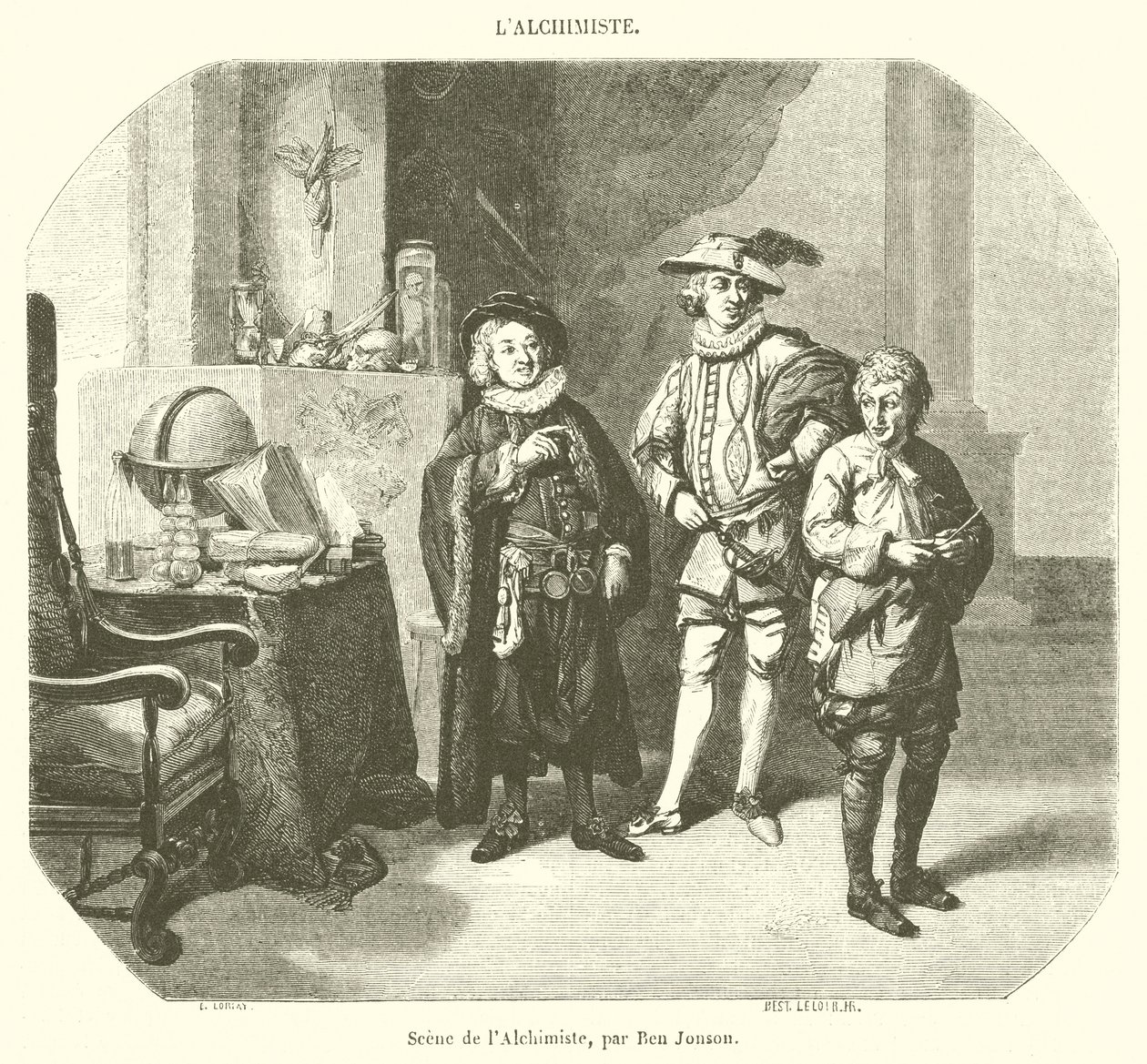 Escena del Alquimista (grabado) de French School