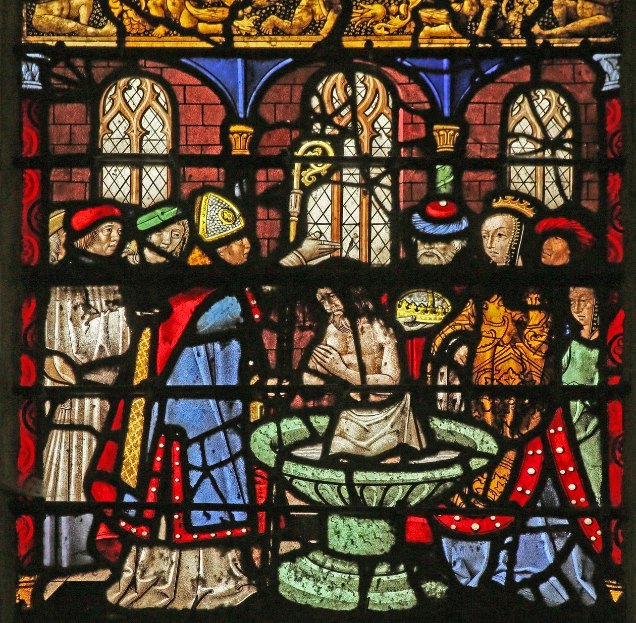 Escena de la leyenda de La Cruz: Constantino es bautizado de French School