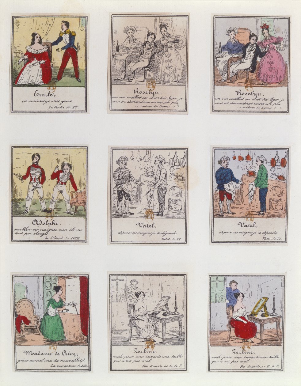 Escenas del Vaudeville y la Ópera-Cómica parisina de principios del siglo XIX, c.1825-35 de French School