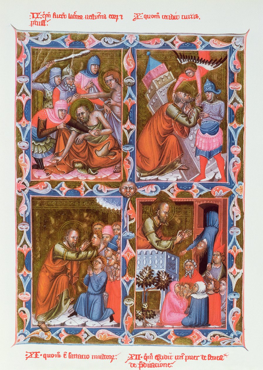 Escenas de la vida de San Pablo, facsímil de un manuscrito del siglo XV del Legendaire des Anjou-Hongrie, escuela de Bolonia de French School