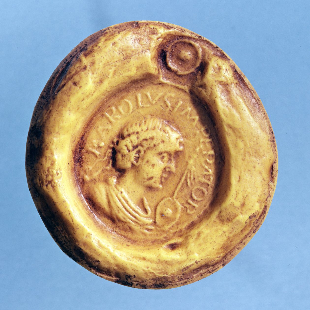 Sello de Carlos III (839-888) el Gordo, Rey de Francia y Emperador del Sacro Imperio Romano, siglo IX de French School