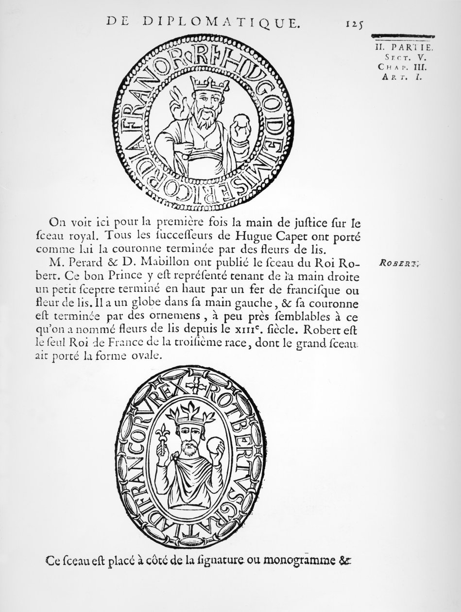 Sellos de Hugo Capeto (c.941-996) y Roberto II (c.970-1031) el Piadoso de French School