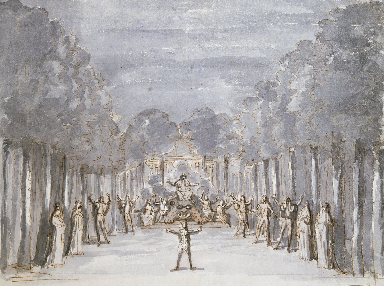 Diseño de escenografía para una ópera, de una colección titulada Les Menus Plaisirs du Roi de French School