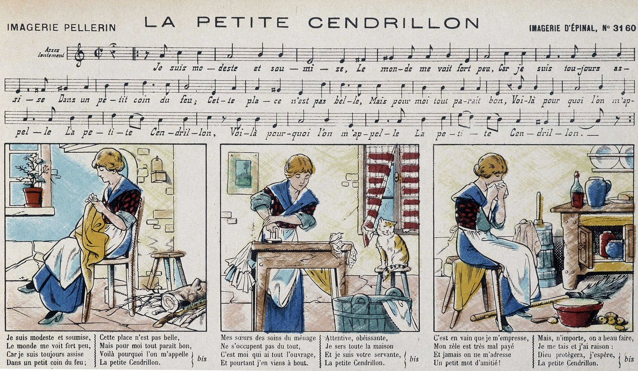 Partitura de la canción popular “la petite Cinderella” - imagen de Epinal de French School