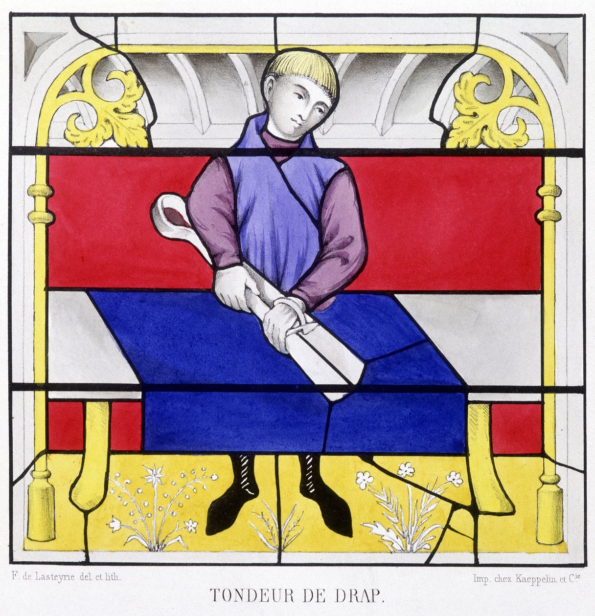 Fabricante de hojas. Facsímil de un vitral de la Edad Media en “Histoire de la peinture sur verre” de Ferdinand de Lasteyrie de French School