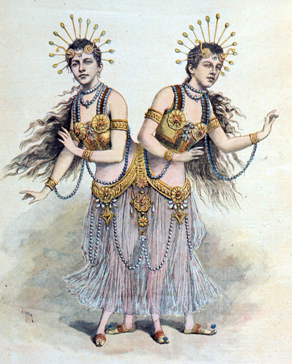 Gemelas siamesas, Rosa - Josepha Blazek de "Le Petit Journal", París, 8 de abril de 1891 (grabado) de French School