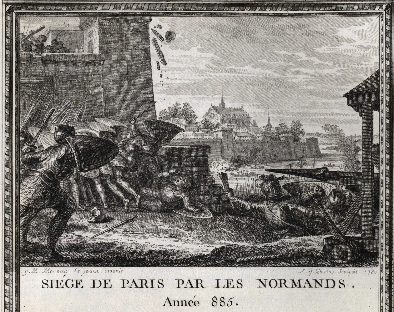 Sitio de París por los normandos, año 885. Grabado de las “Figures de l