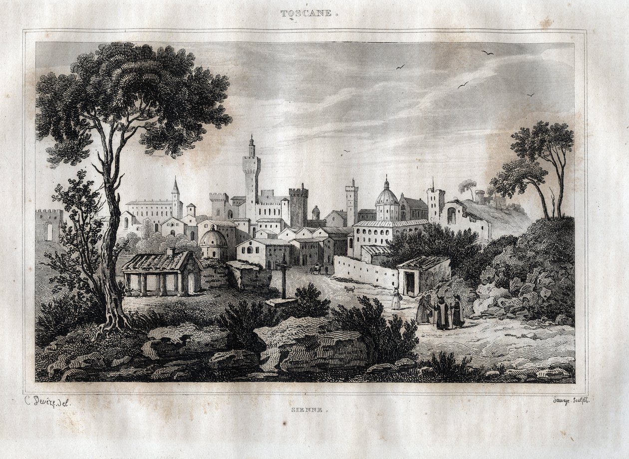 Siena - Toscana. Grabado de "Italia pintoresca" por M. de Norvins, Ch. Nodier 1834-1836. de French School