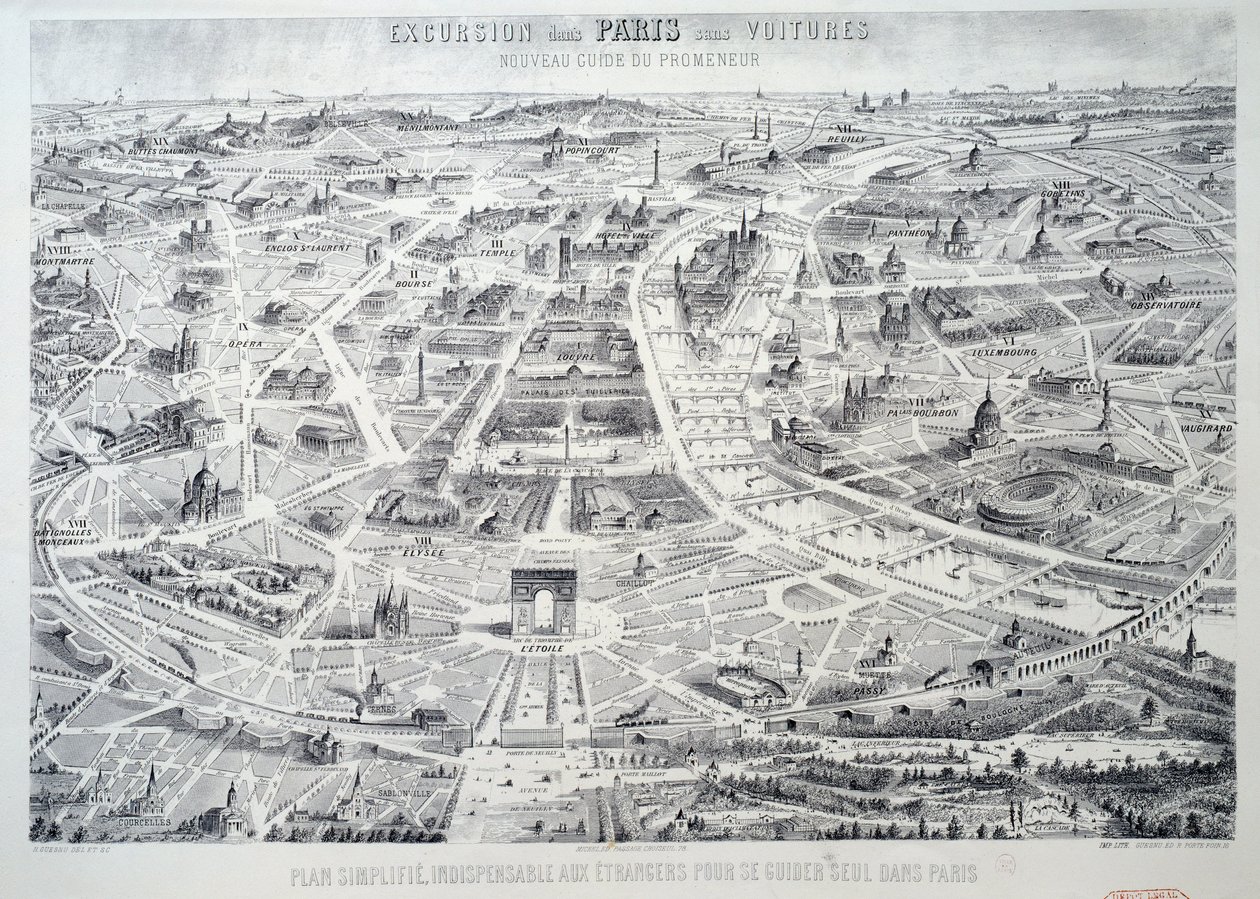 Plano simplificado de París indispensable para los extranjeros para guiarse solos en la ciudad de French School