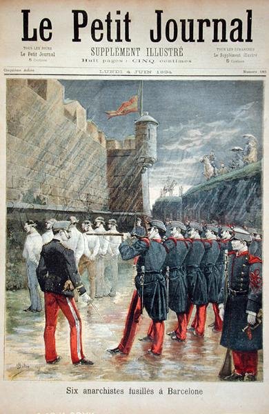 Seis anarquistas siendo ejecutados en Barcelona, portada de Le Petit Journal, 4 de junio de 1894 de French School