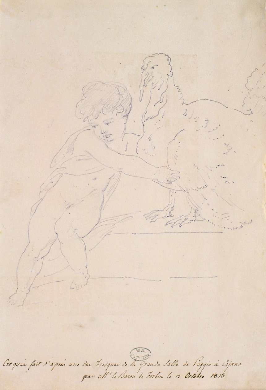 Boceto del Gran Salón en Poggio a Caiano, 12 de octubre de 1813 de French School