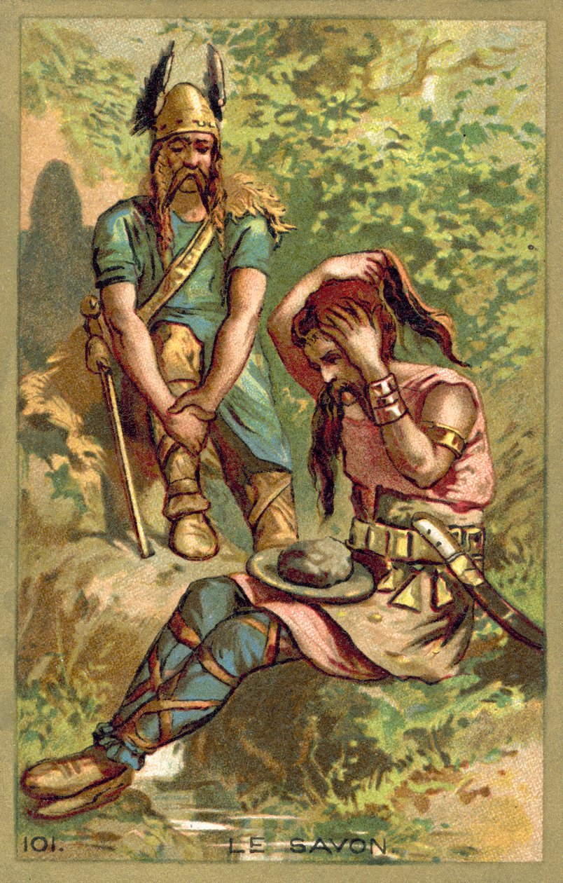Jabón, utilizado por los guerreros galos (cromolito) de French School
