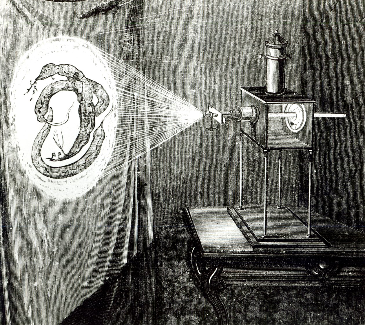 Microscopio solar, de Les Grandes Inventions Anciennes et Modernes por Louis Figuier (1819-94), París, 1861 de French School