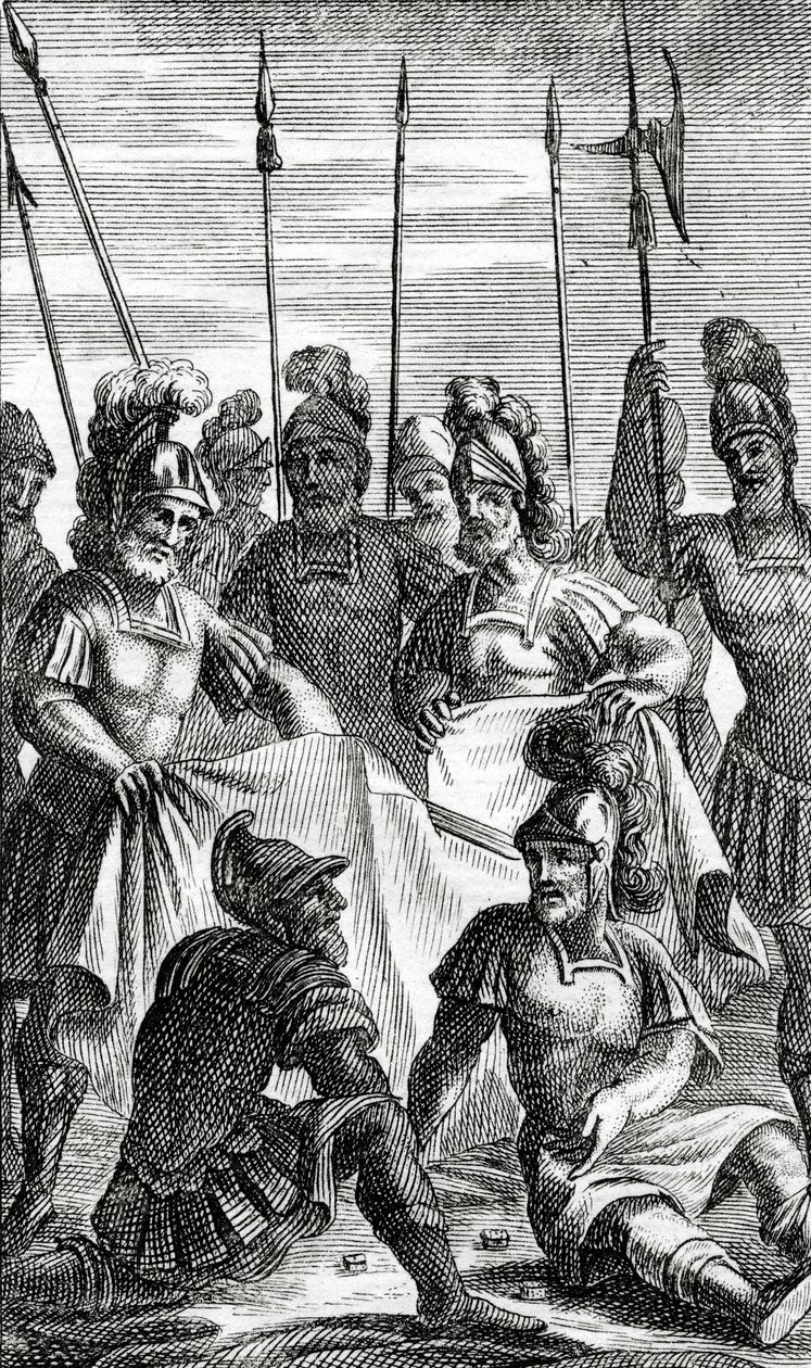 Soldados echando suertes para la división de las ropas de Jesucristo de French School