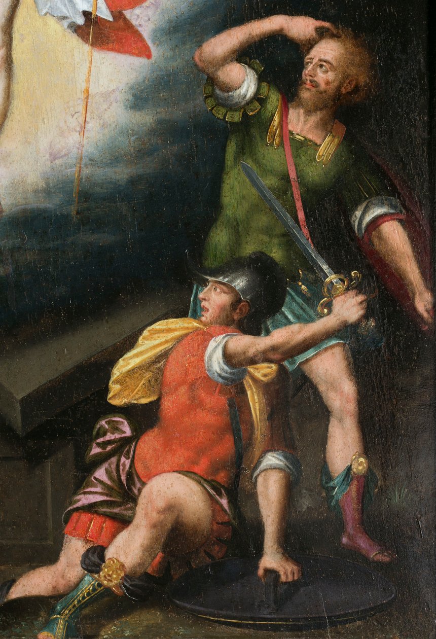 Soldados durante la resurrección (detalle) de French School