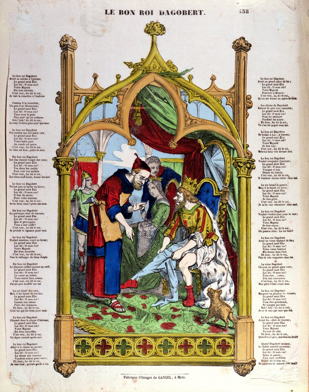 Letras de la canción para Le Bon Roi Dagobert, mediados del siglo XIX de French School