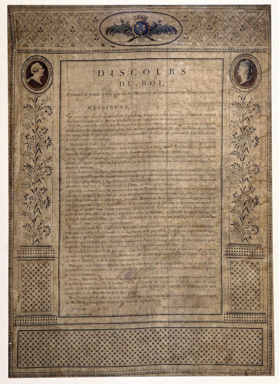Discurso del Rey para la Apertura de los Estados Generales, 5 de mayo de French School