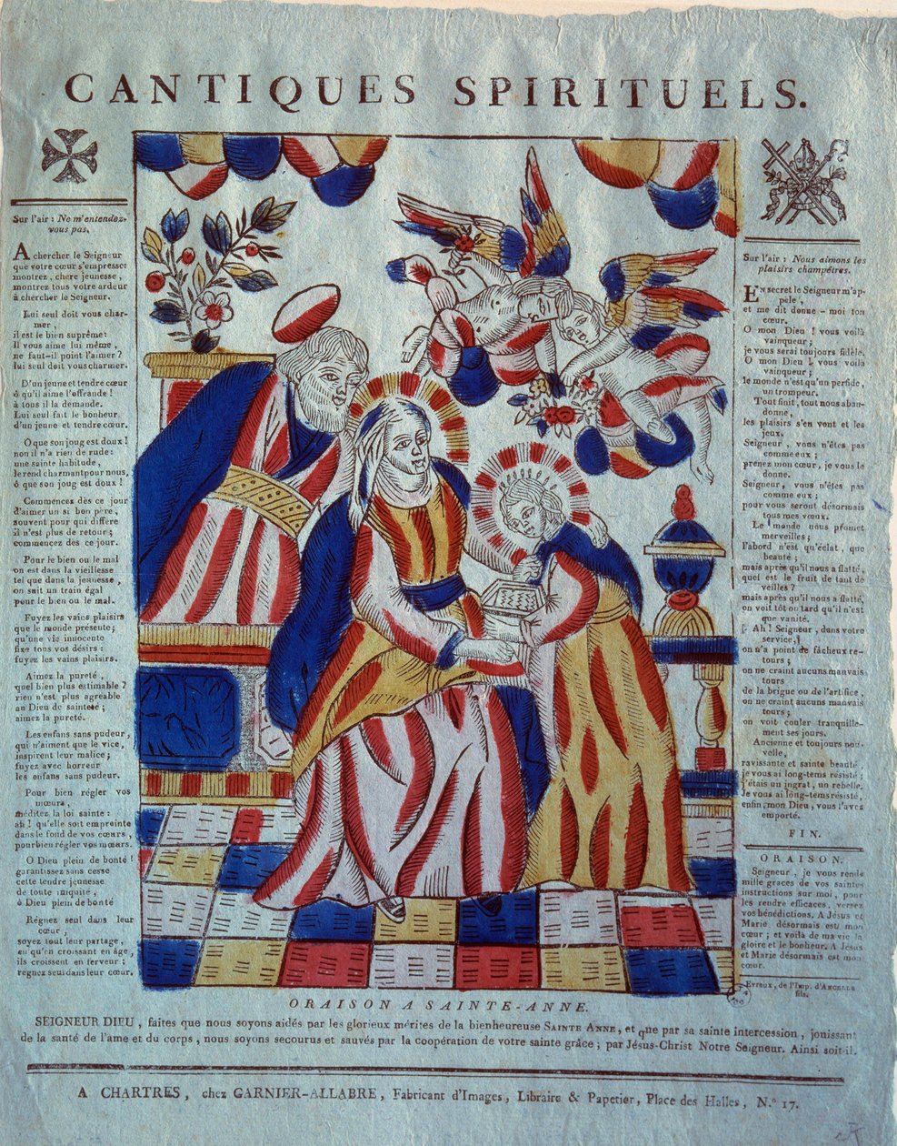 Canto espiritual: oración a Santa Ana. Grabado del siglo XIX. París, Museo de Artes y Tradiciones Populares. de French School