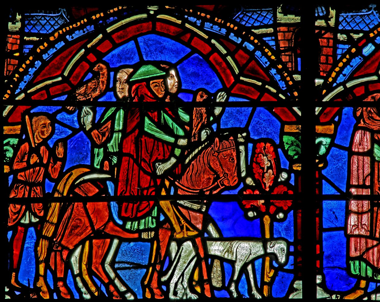 Ventana de San Cheron: el caballo del príncipe y su séquito de French School