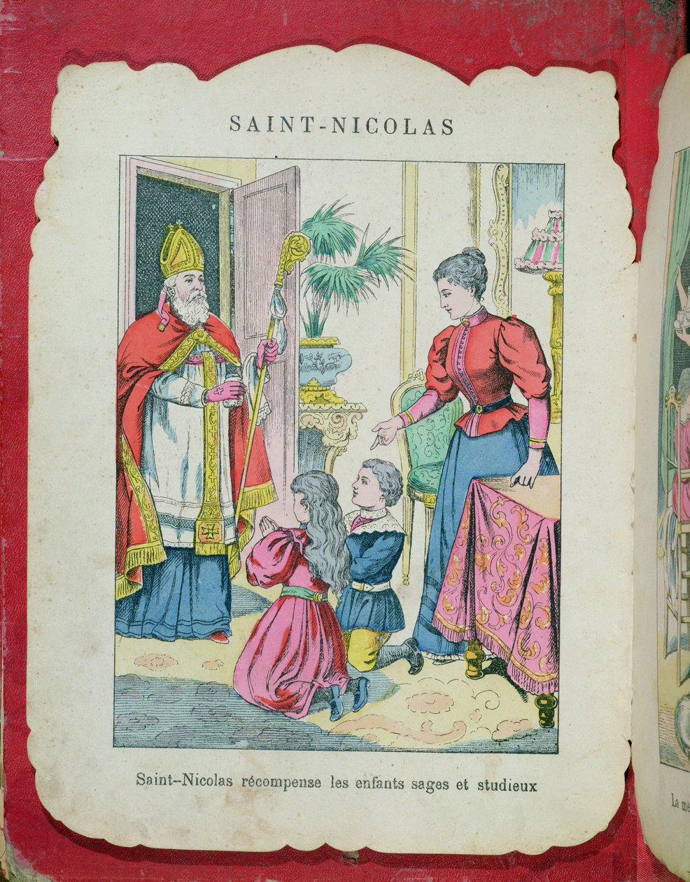 San Nicolás visitando a los niños bien portados y diligentes, c.1880 de French School