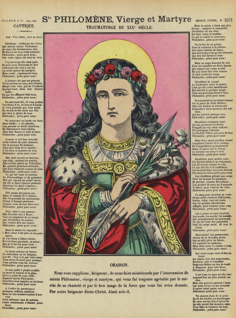 Santa Filomena, virgen y mártir (litografía en color) de French School