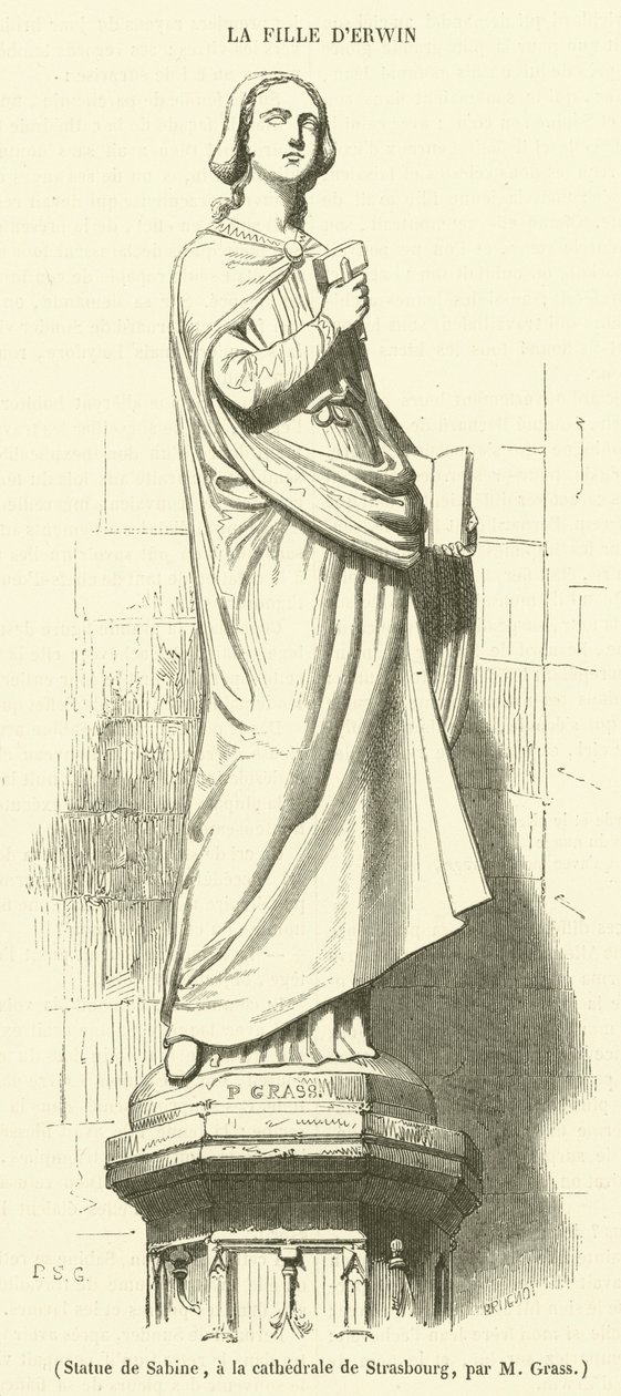 Estatua de Sabina, en la catedral de Estrasburgo (grabado) de French School
