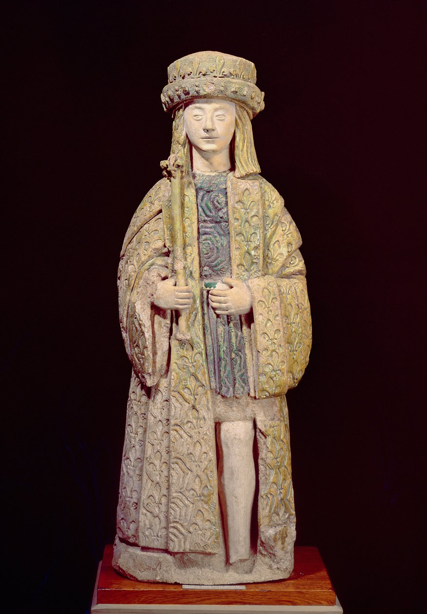 Estatua de San Luis (1214-70), finales del siglo XV o principios del siglo XVI (terracota vidriada) de French School