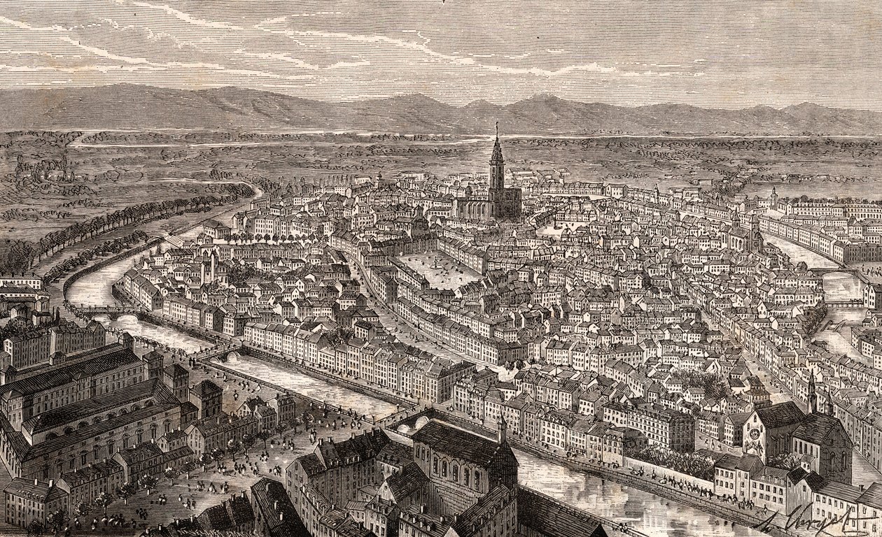 Estrasburgo - Bajo Rin, en Alsacia - grabado en 