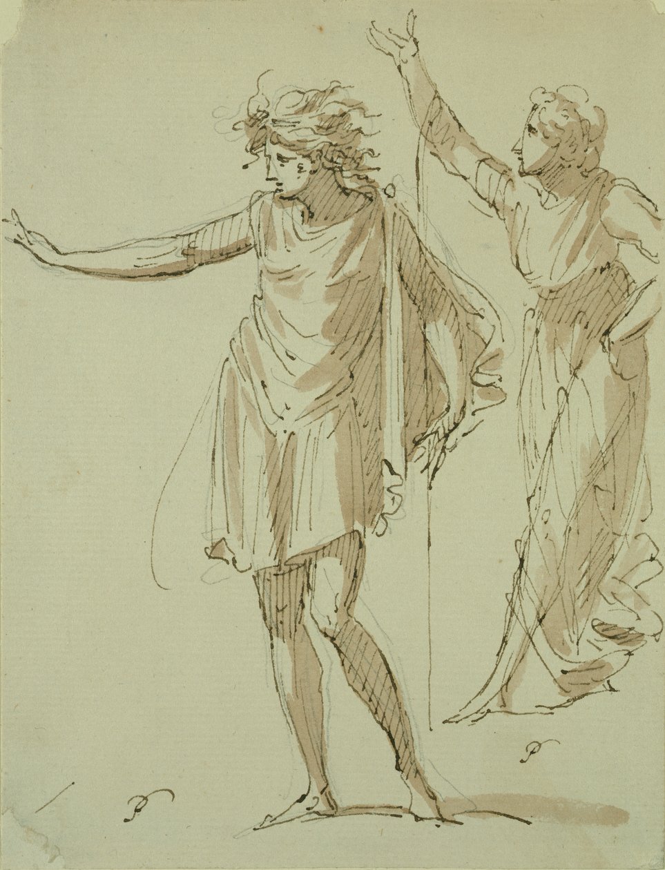 Estudio de dos figuras clásicamente vestidas, c.1790 de French School