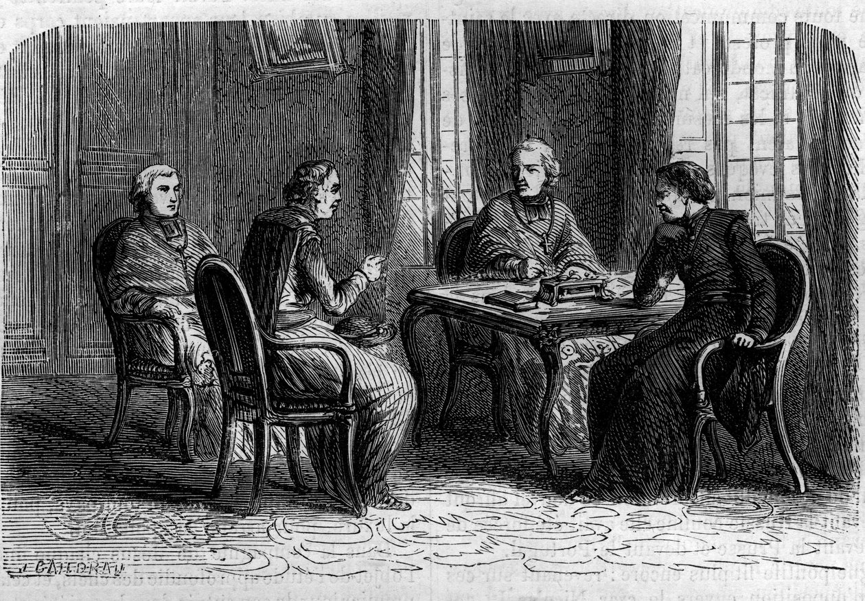 Consejo Superior de los Jesuitas bajo el pontificado del Papa Gregorio XVI (entre 1831 y 1846). Grabado en “Historia de los Papas-Reyes-Reinas y Emperadores a través de los siglos” por Maurice Lachatre de French School