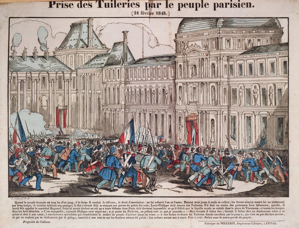 Toma de las Tullerías por el Pueblo de París, 24 de febrero de 1848 de French School