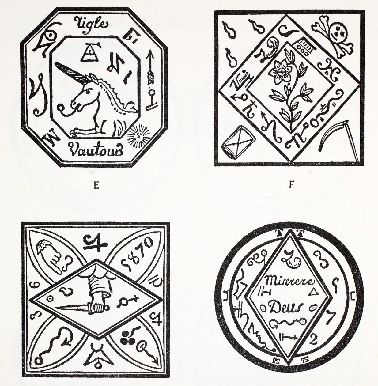 Talismanes típicamente usados con encantamientos de French School