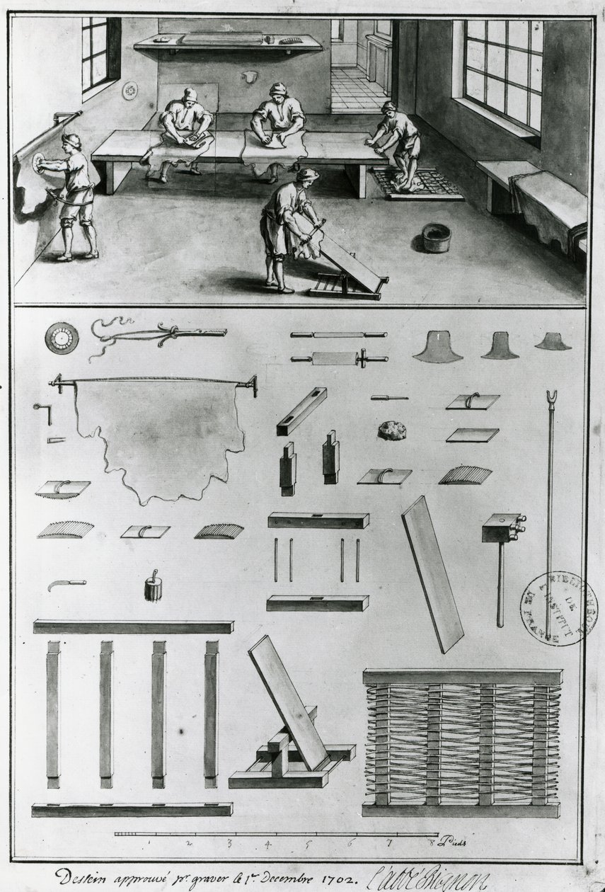 Curtidores, de las Descripciones de Artes y Oficios por Denis Diderot (1713-84), publicado c.1770 de French School