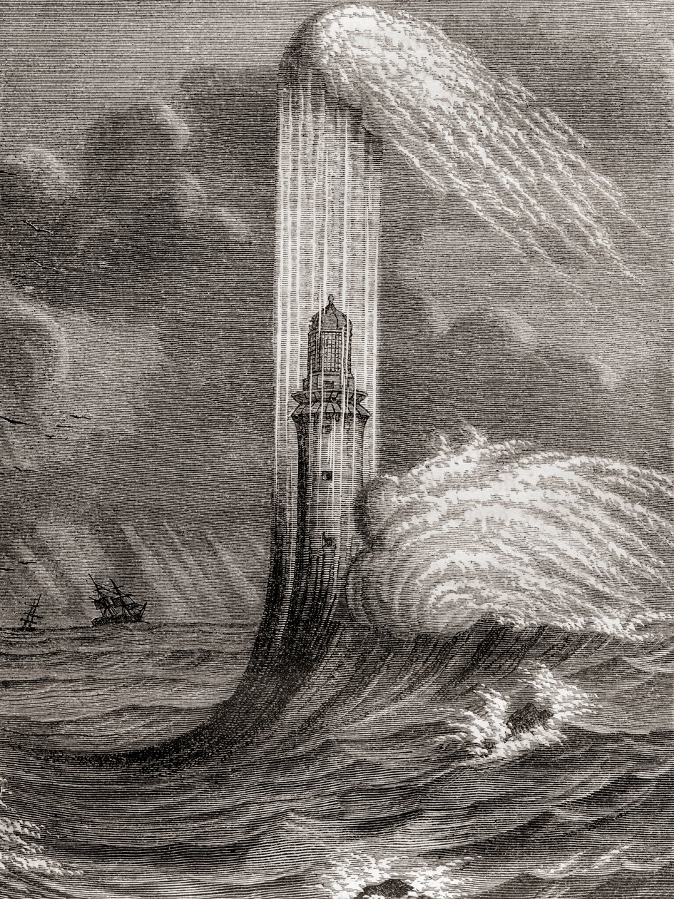 El faro de Eddystone del siglo XVIII, construido por John Rudyard, Eddystone Rocks, cerca de Rame Head, Inglaterra, de 