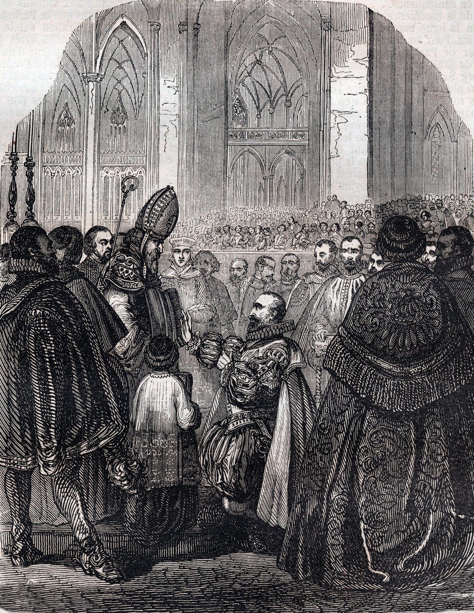 La abjuración de Enrique IV Rey de Francia en Saint Denis el 25 de julio de French School
